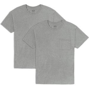 imageFruit of the Loom Mens Eversoft Cotton Short Sleeve Pocket TShirts Breathable 2Pack2 Pack  Grey Heather