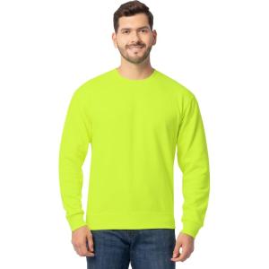 imageFruit of the Loom Mens Eversoft Fleece Crewneck Sweatshirts Moisture Wicking ampamp Breathable Sizes S4xSafety Green