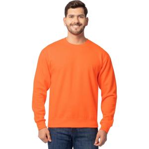 imageFruit of the Loom Mens Eversoft Fleece Crewneck Sweatshirts Moisture Wicking ampamp Breathable Sizes S4xSafety Orange
