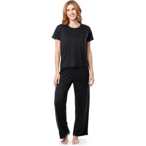 imageFruit of the Loom Womens Drop Shoulder Tee and Convertible Waist Sleep SetBlack