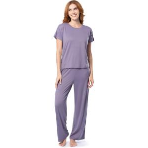 imageFruit of the Loom Womens Drop Shoulder Tee and Convertible Waist Sleep SetDusk