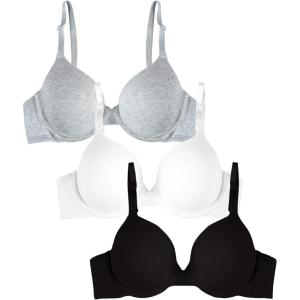 imageFruit of the Loom Womens Smooth Cotton TShirt Bra  UltraSoft Flexible and Invisible Under TeesBlackWhiteGrey Heather