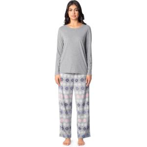imageFruit of the Loom Womens Sueded Jersey Crew Top and Fleece Pant Sleep SetGrey HeatherNordic Snow