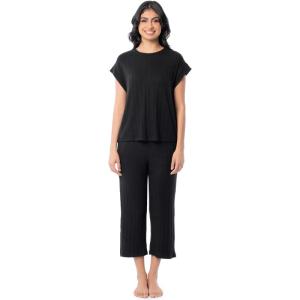 imageFruit of the Loom womens Dolman Sleeve and Cropped Pant Sleep SetBlack