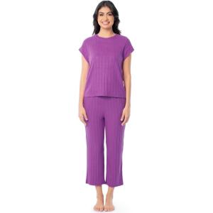 imageFruit of the Loom womens Dolman Sleeve and Cropped Pant Sleep SetFuchsia