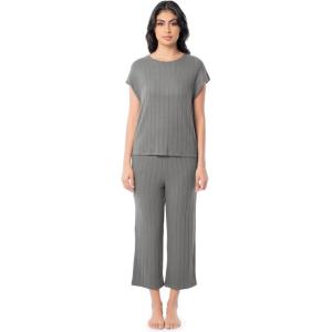 imageFruit of the Loom womens Dolman Sleeve and Cropped Pant Sleep SetGrey