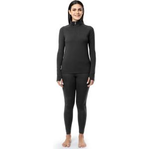 imageFruit of the Loom womens High Neck Quarter Zip Top and Legging Thermal SetBlack