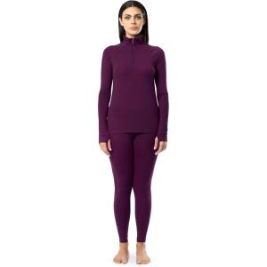 imageFruit of the Loom womens High Neck Quarter Zip Top and Legging Thermal SetPurple