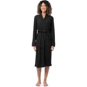 imageFruit of the Loom womens Lightweight Waffle Knit Kimono RobeBlack