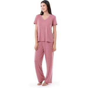 imageFruit of the Loom womens Short Sleeve Tee and Pant 2 Piece Sleep SetAntique Heather Blush