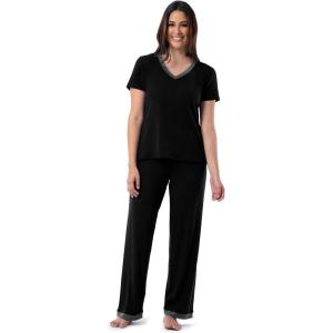imageFruit of the Loom womens Short Sleeve Tee and Pant 2 Piece Sleep SetBlack