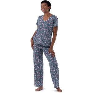 imageFruit of the Loom womens Short Sleeve Tee and Pant 2 Piece Sleep SetFloral