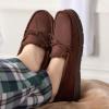 imageFruit of the Loom Mens Moccasin IndoorOutdoor Slipper Memory Foam Sherpa Lined Large BrownBrown