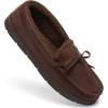 imageFruit of the Loom Mens Moccasin IndoorOutdoor Slipper Memory Foam Sherpa Lined Large BrownBrown