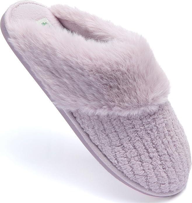 imageFruit of the Loom Womens Slipper Chenille WFur Cuff ClogLilac
