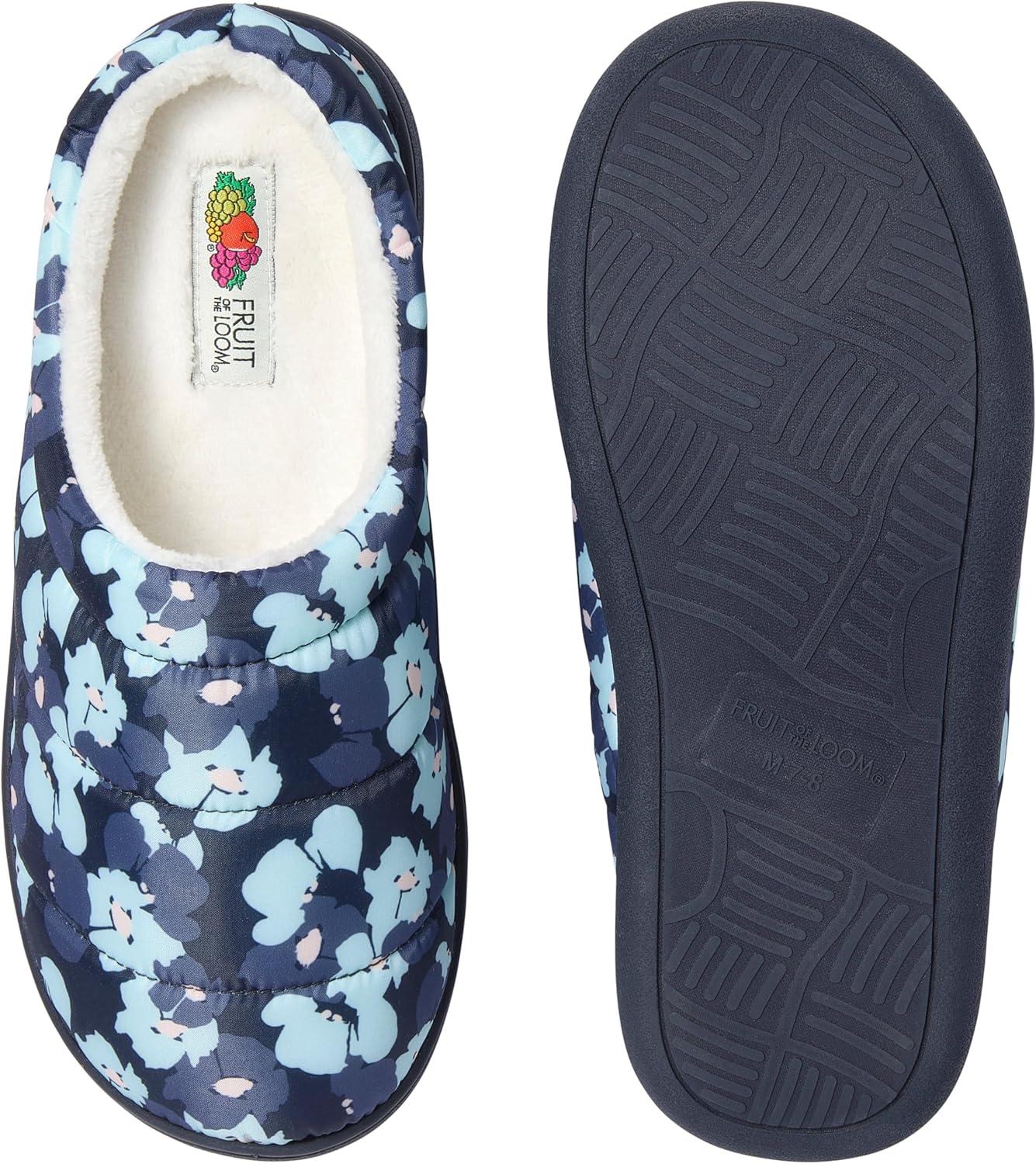 imageFruit of the Loom Womens Slipper Zapatos Cmodos Ditsy Floral Clog IndoorOutdoorNavy