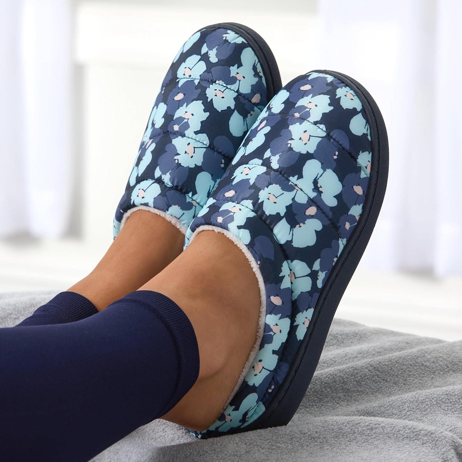 imageFruit of the Loom Womens Slipper Zapatos Cmodos Ditsy Floral Clog IndoorOutdoorNavy