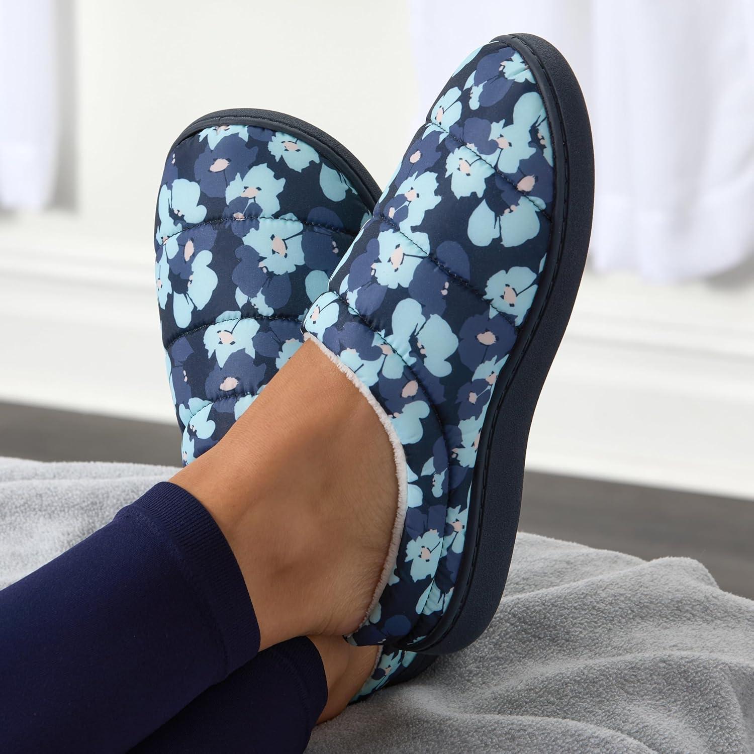 imageFruit of the Loom Womens Slipper Zapatos Cmodos Ditsy Floral Clog IndoorOutdoorNavy