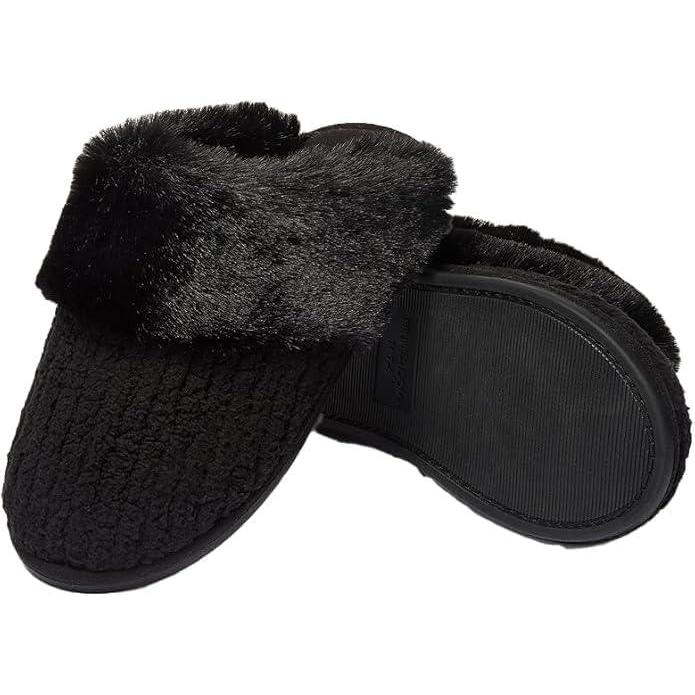 imageFruit of the Loom Womens Slipper Chenille WFur Cuff ClogBlack