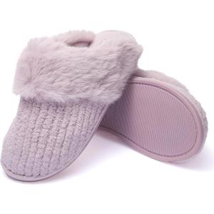 imageFruit of the Loom Womens Slipper Chenille WFur Cuff ClogLilac