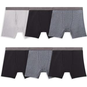 imageFruit of the Loom mens 360 Stretch Boxer Briefs Quick Dry ampamp Moisture WickingCoolsoft  6 Pack  BlackGrey