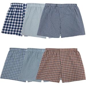 imageFruit of the Loom mens Mens Tag Free Woven Boxer Shorts Relaxed Fit Moisture Wicking Assorted Color MultipacksAssorted Gingham Stripe
