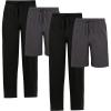 imageFruit of the Loom Mens Sleep Pajama Pants and Shorts 4PackBlackCharcoalBlackCharcoal