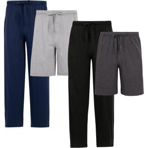 imageFruit of the Loom Mens Sleep Pajama Pants and Shorts 4PackNavyGreyBlackCharcoal