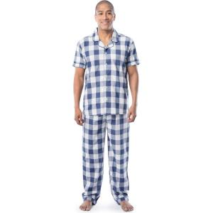 imageFruit of the Loom mens Extra Soft Woven Poplin Pajama Sleep SetBlue Check