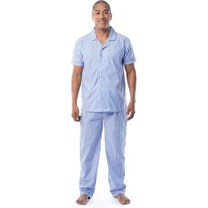 imageFruit of the Loom mens Extra Soft Woven Poplin Pajama Sleep SetBlue Stripe
