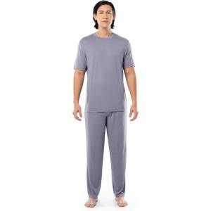 imageFruit of the Loom mens Stretch Mesh Jersey Top and Pant Sleep Pajama SetGrey Heather