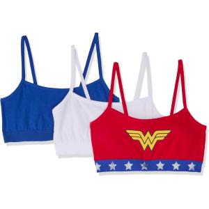 imageFruit of The Loom Girls Cotton Spaghetti Strap Sport BraCrantasticWhiteCrazy Cobalt  Wonder Woman