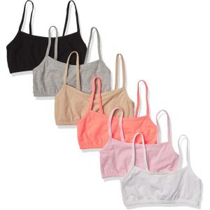 imageFruit of The Loom Girls Cotton Spaghetti Strap Sport BraElectric CoralBlackGreyWhiteSandKitty Pink