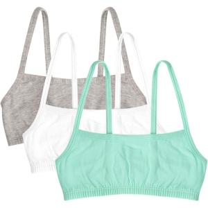 imageFruit of The Loom Girls Cotton Spaghetti Strap Sport BraMint ChipWhiteGrey Heather