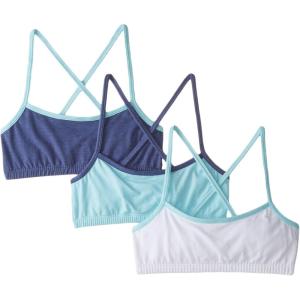imageFruit of The Loom Girls Cotton Spaghetti Strap Sport BraSoft Blue HeatherDenim HeatherWhite