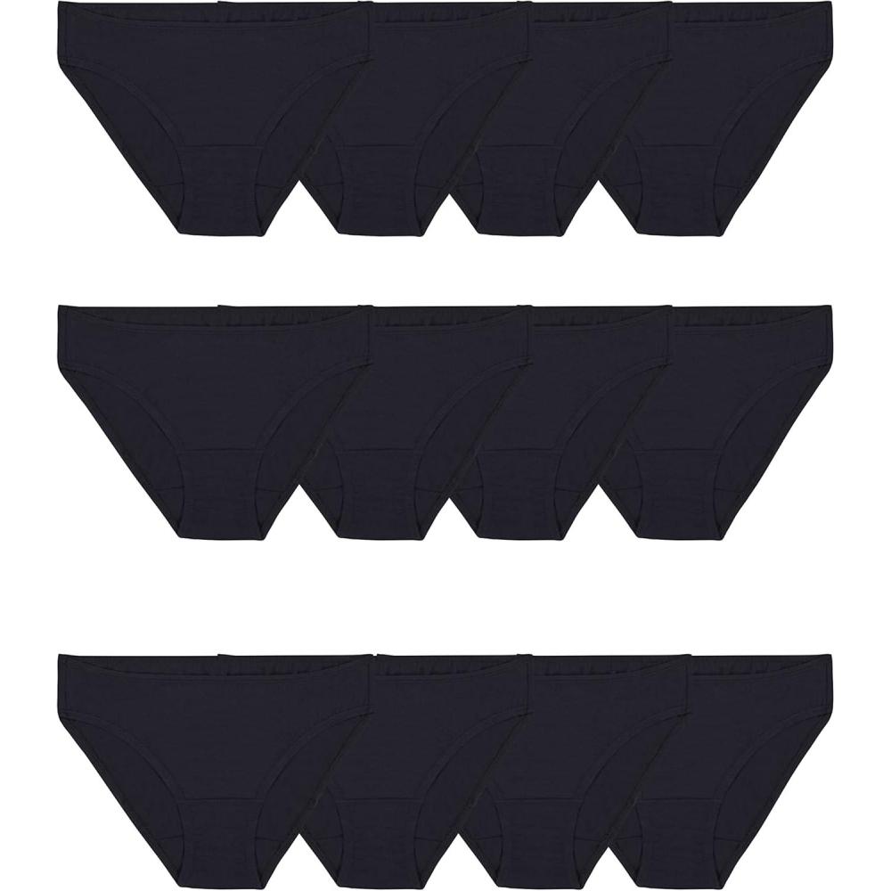 imageFruit of the Loom womens Eversoft Cotton Underwear Multipacks Tag Free ampamp Breathable Available in Plus SizeBikini  Black
