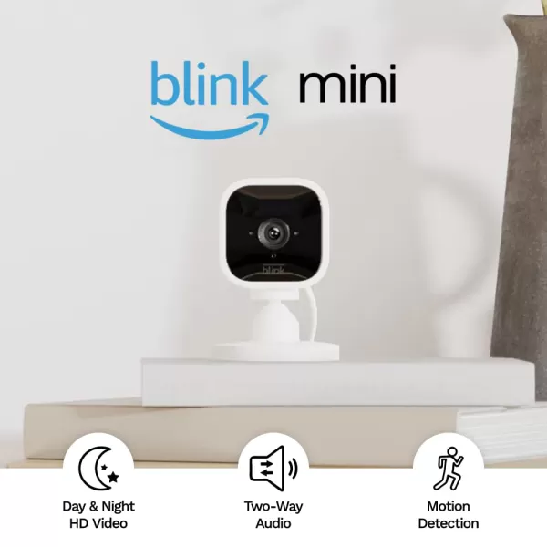 imageBlink Mini  Compact indoor plugin smart security camera 1080p HD video night vision motion detection twoway audio easy set up Works with Alexa  1 camera BlackWhite