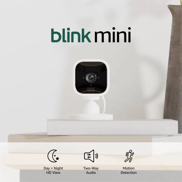 imageBlink Mini  Compact indoor plugin smart security camera 1080p HD video night vision motion detection twoway audio easy set up Works with Alexa  1 camera BlackWhite