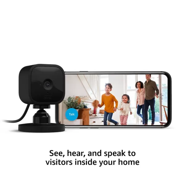 imageBlink Mini  Compact indoor plugin smart security camera 1080p HD video night vision motion detection twoway audio easy set up Works with Alexa  1 camera BlackBlack