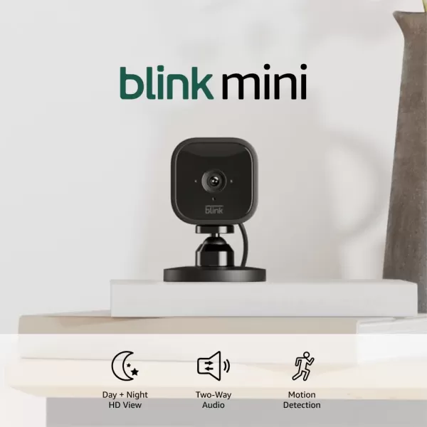 imageBlink Mini  Compact indoor plugin smart security camera 1080p HD video night vision motion detection twoway audio easy set up Works with Alexa  1 camera BlackBlack