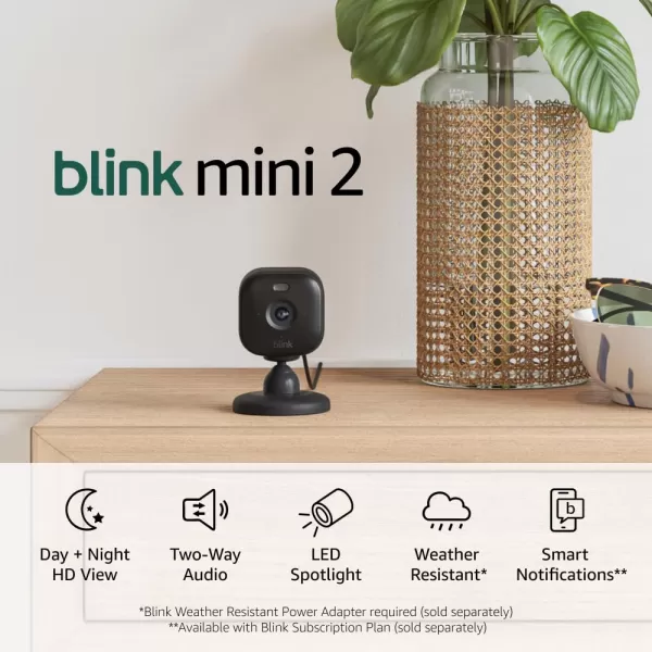 imageBlink Mini 2 Newest Model  Stay connected to your home and pets with plugin smart security  2 camera system WhiteBlack
