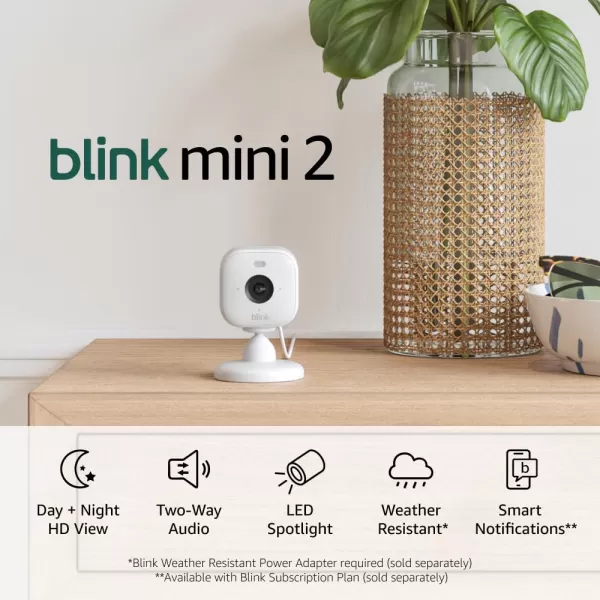 imageBlink Mini 2 Newest Model  Stay connected to your home and pets with plugin smart security  2 camera system WhiteWhite