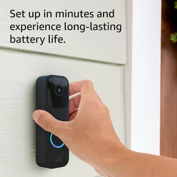 imageBlink Video Doorbell  Sync Module 2  Twoyear battery life Twoway audio HD video motion and chime app alerts and Alexa enabled  wired or wirefree BlackWhite