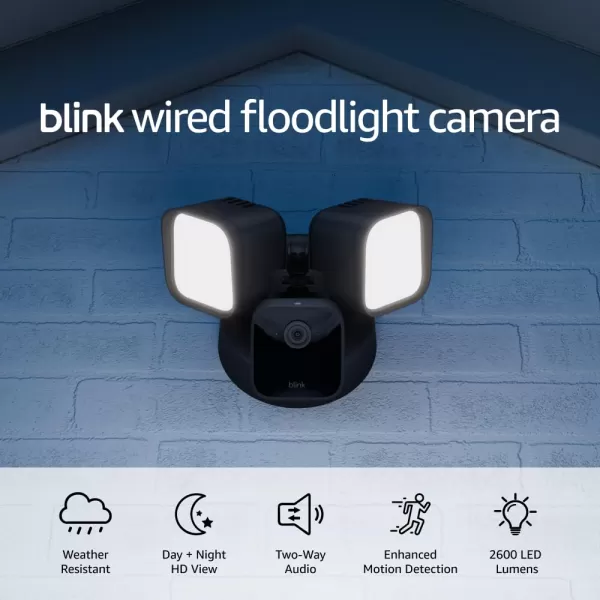 imageBlink Wired Floodlight Camera  Smart security camera 2600 lumens HD live view enhanced motion detection builtin siren Works with Alexa  1 camera BlackBlack