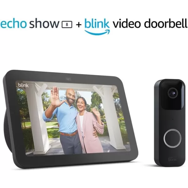 imageEcho Show 8 3rd Gen 2023 release  Charcoal bundle with Blink Video Doorbell Black