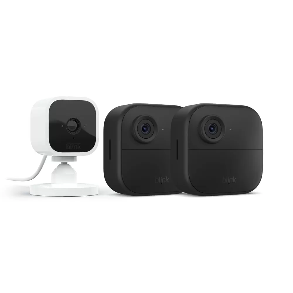 imageBlink Outdoor 4 4th Gen  Blink Mini  Smart security camera twoway talk HD live view motion detection set up in minutes Works with Alexa  3 camera system  Mini WhiteWhite