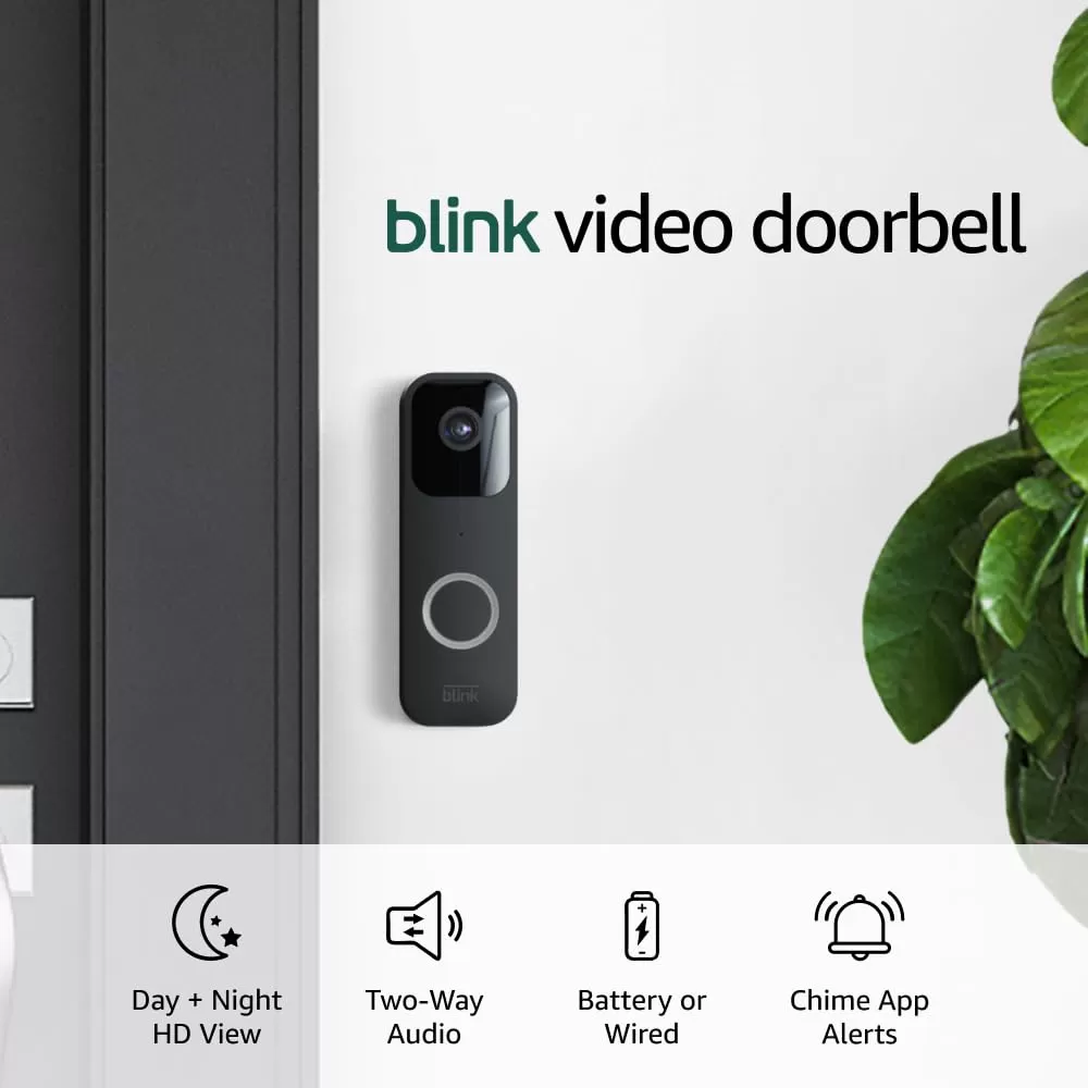 imageBlink Video Doorbell Black  Mini Camera White  TwoWay Audio HD Video Motion and Chime Alerts  Works with AlexaBlack