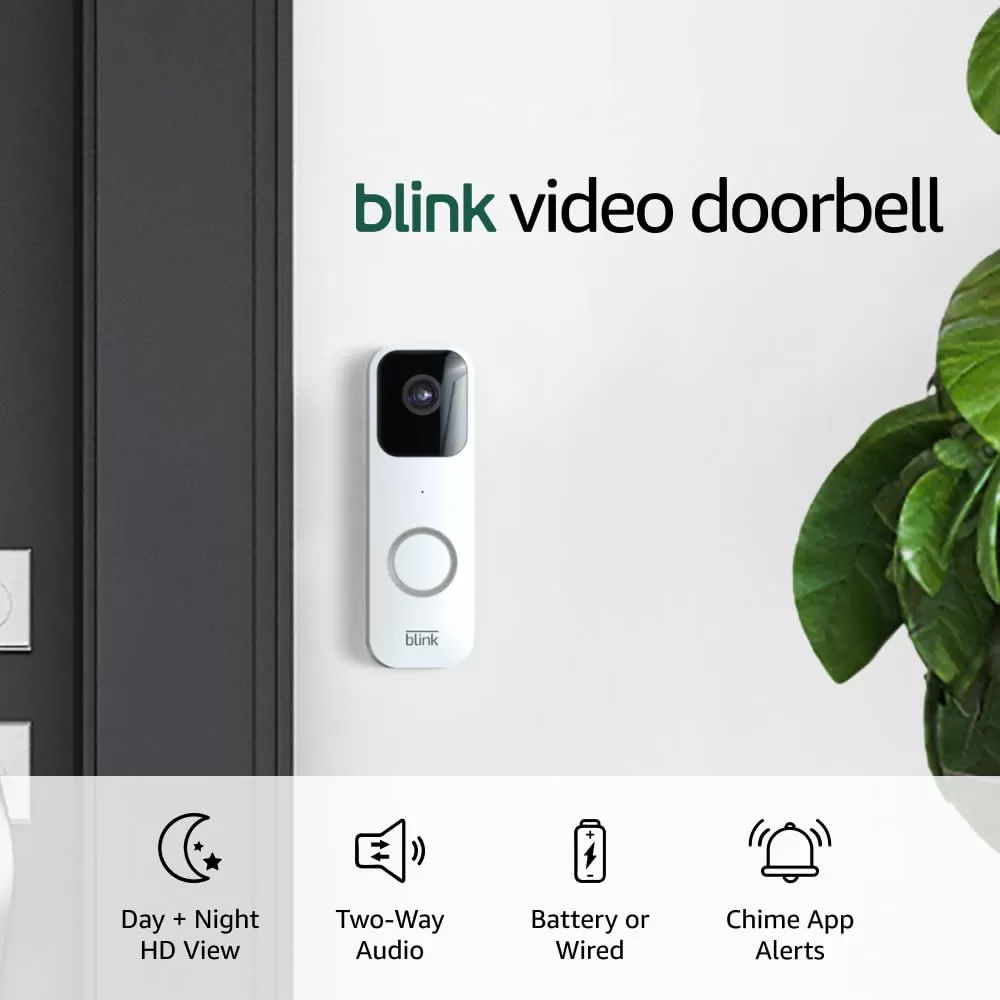 imageBlink Video Doorbell Black  Mini Camera White  TwoWay Audio HD Video Motion and Chime Alerts  Works with AlexaWhite