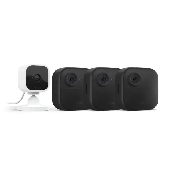 imageBlink Outdoor 4 4th Gen  Blink Mini  Smart security camera twoway talk HD live view motion detection set up in minutes Works with Alexa  3 camera system  Mini WhiteWhite
