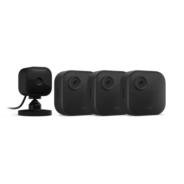imageBlink Outdoor 4 4th Gen  Blink Mini  Smart security camera twoway talk HD live view motion detection set up in minutes Works with Alexa  3 camera system  Mini WhiteBlack